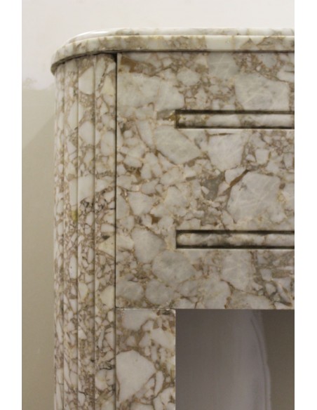 713 ANTIQUE ART DECO STYLE FIREPLACE CARVED IN TAUPE MARBLE