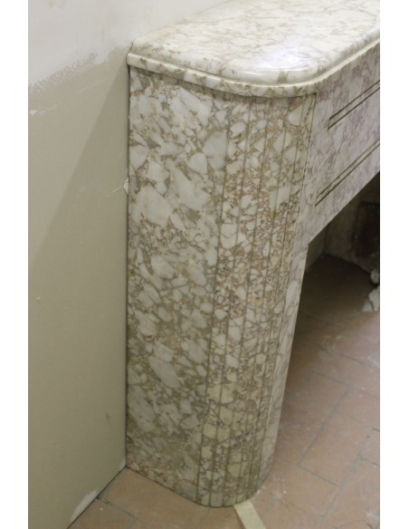 713 ANTIQUE ART DECO STYLE FIREPLACE CARVED IN TAUPE MARBLE