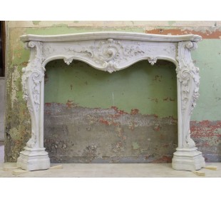 Exceptional Art Nouveau and Baroque mantel carved in Statuario Carrara marble. A unique, unobtainable, wonderful piece.
