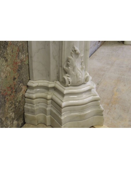 604 AG ANTIQUE EXCEPTIONAL FLORAL ITALIAN FIREPLACE MANTEL IN STATUARY MARBLE