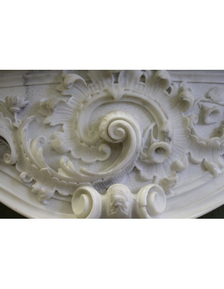 604 AG ANTIQUE EXCEPTIONAL FLORAL ITALIAN FIREPLACE MANTEL IN STATUARY MARBLE