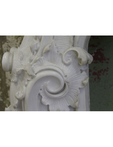 604 AG ANTIQUE EXCEPTIONAL FLORAL ITALIAN FIREPLACE MANTEL IN STATUARY MARBLE