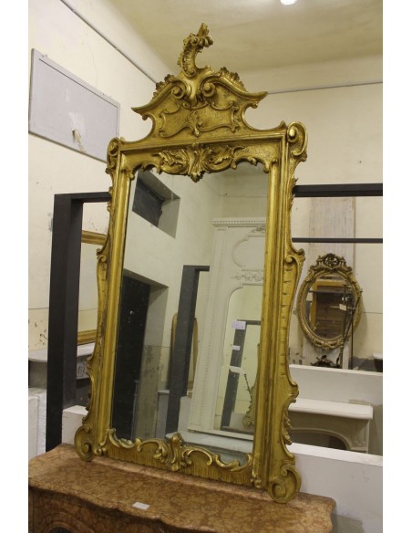 396G SPECCHIERA-CAMINERA BAROCCA, ROMA, TUTTO INTAGLIO SU LEGNO