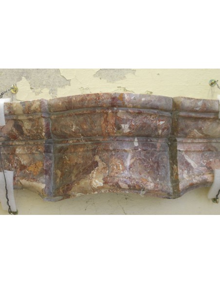 810 ANTIQUE ITALIAN FIREPLACE IN RARE "BRECCIA PERNICE" MARBLE