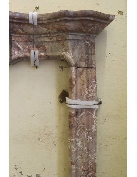 810 ANTIQUE ITALIAN FIREPLACE IN RARE "BRECCIA PERNICE" MARBLE