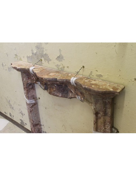 810 ANTIQUE ITALIAN FIREPLACE IN RARE "BRECCIA PERNICE" MARBLE