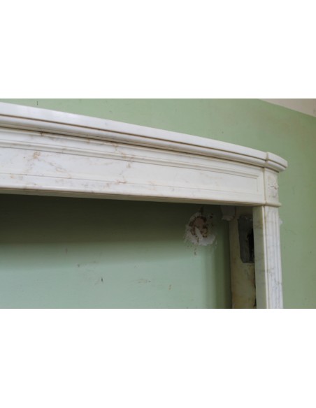 214 ELEGANT LOUIS XVI "DEUX ROSES ARRONDI" FIREPLACE MANTEL IN AMAZING WHITE STATUARY CALACATTA MARBLE