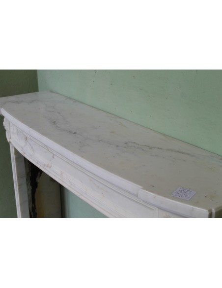 214 ELEGANT LOUIS XVI "DEUX ROSES ARRONDI" FIREPLACE MANTEL IN AMAZING WHITE STATUARY CALACATTA MARBLE