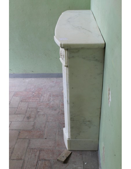 214 ELEGANT LOUIS XVI "DEUX ROSES ARRONDI" FIREPLACE MANTEL IN AMAZING WHITE STATUARY CALACATTA MARBLE