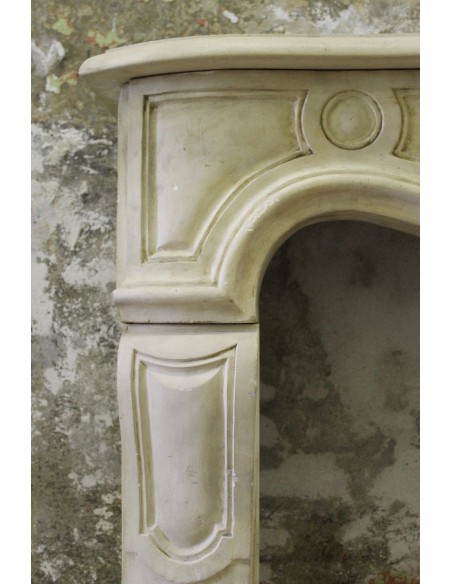 926 VERY RARE, FLORAL AND LOVELY “TRANSITION” FIREPLACE IN PIERRE DORÉE STONE
