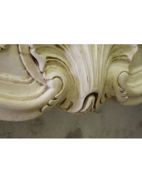 926 VERY RARE, FLORAL AND LOVELY “TRANSITION” FIREPLACE IN PIERRE DORÉE STONE