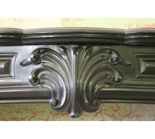 Antique Louis XV "Transition" fireplace mantel carved in Black Belgium marble. 2