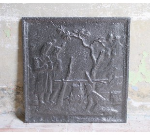 111 PIASTRA PER CAMINETTO CON SCENA MILITARESCA