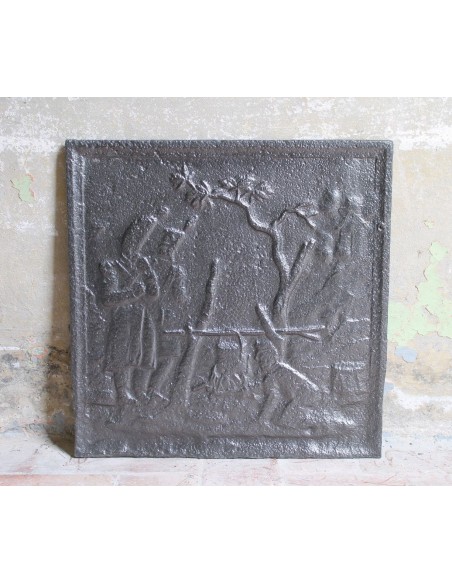 111 PIASTRA PER CAMINETTO CON SCENA MILITARESCA