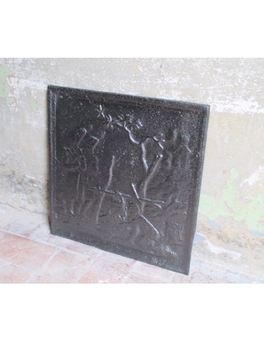 111 PIASTRA PER CAMINETTO CON SCENA MILITARESCA