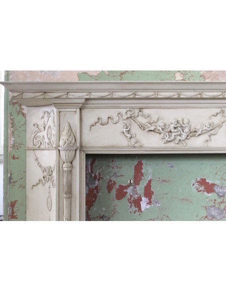 1003 AG IMPORTANT FIREPLACE MANTEL IN PINE ESSENCE AND ARTISTIC “STUCCO” SIGNED IRVING AND CASSON