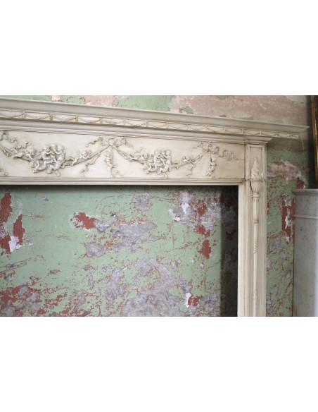 1003 AG IMPORTANT FIREPLACE MANTEL IN PINE ESSENCE AND ARTISTIC “STUCCO” SIGNED IRVING AND CASSON