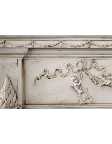 1003 AG IMPORTANT FIREPLACE MANTEL IN PINE ESSENCE AND ARTISTIC “STUCCO” SIGNED IRVING AND CASSON