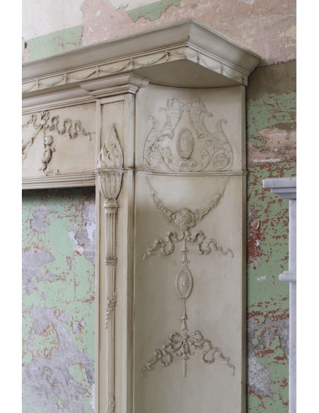 1003 AG IMPORTANT FIREPLACE MANTEL IN PINE ESSENCE AND ARTISTIC “STUCCO” SIGNED IRVING AND CASSON