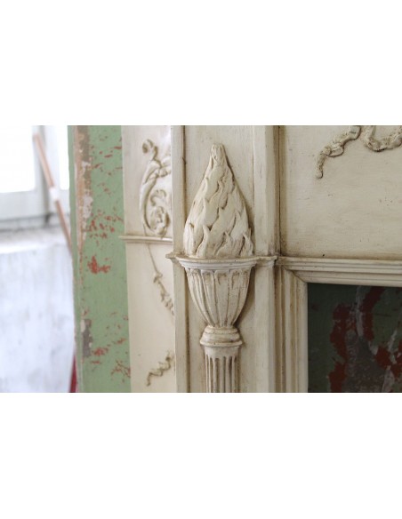 1003 AG IMPORTANT FIREPLACE MANTEL IN PINE ESSENCE AND ARTISTIC “STUCCO” SIGNED IRVING AND CASSON