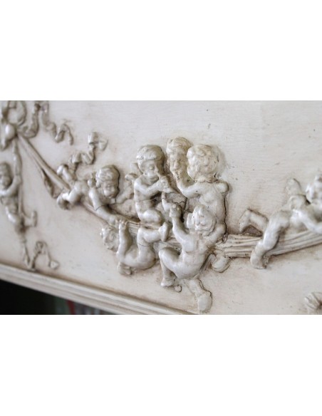 1003 AG IMPORTANT FIREPLACE MANTEL IN PINE ESSENCE AND ARTISTIC “STUCCO” SIGNED IRVING AND CASSON