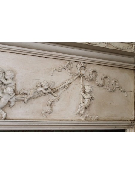 1003 AG IMPORTANT FIREPLACE MANTEL IN PINE ESSENCE AND ARTISTIC “STUCCO” SIGNED IRVING AND CASSON