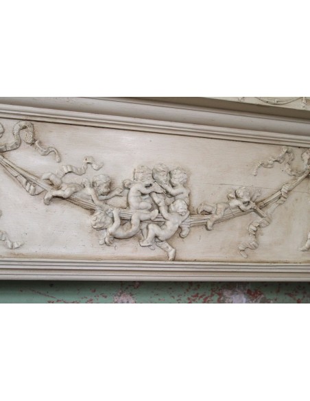 1003 AG IMPORTANT FIREPLACE MANTEL IN PINE ESSENCE AND ARTISTIC “STUCCO” SIGNED IRVING AND CASSON