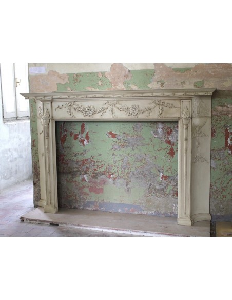 1003 AG IMPORTANT FIREPLACE MANTEL IN PINE ESSENCE AND ARTISTIC “STUCCO” SIGNED IRVING AND CASSON