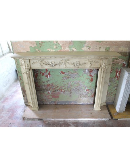 1003 AG IMPORTANT FIREPLACE MANTEL IN PINE ESSENCE AND ARTISTIC “STUCCO” SIGNED IRVING AND CASSON