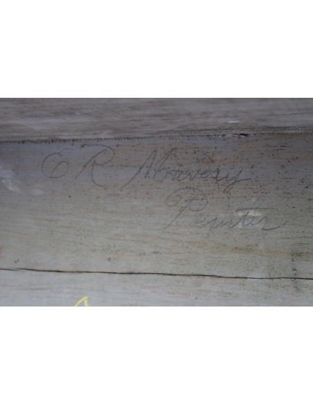 1003 AG IMPORTANT FIREPLACE MANTEL IN PINE ESSENCE AND ARTISTIC “STUCCO” SIGNED IRVING AND CASSON