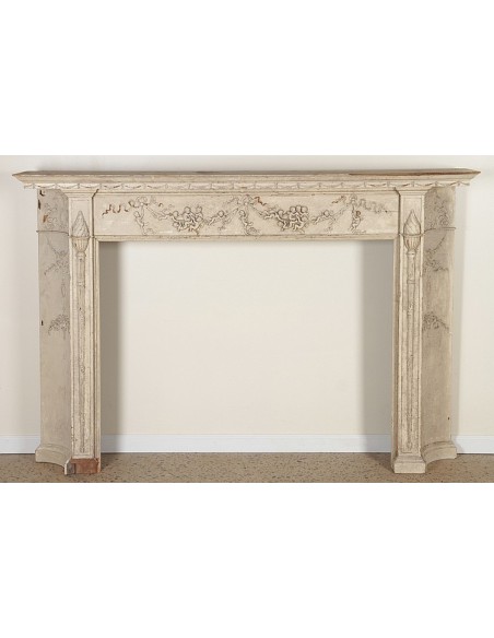 1003 AG IMPORTANT FIREPLACE MANTEL IN PINE ESSENCE AND ARTISTIC “STUCCO” SIGNED IRVING AND CASSON