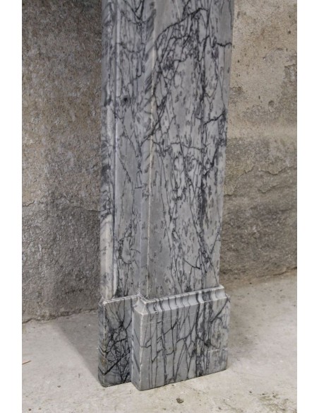 406 ANTIQUE LOUIS PHILIPPE "MODILLON" FIREPLACE CARVED IN GRAY FLORAL MARBLE