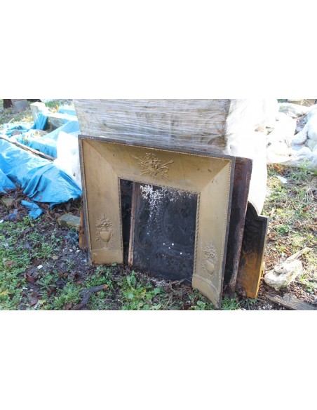 CG 072D NEOCLASSICO CONTROCUORE CAMINETTO "PANIER FLEURI" IN GHISA ARTISTICA DECORATA