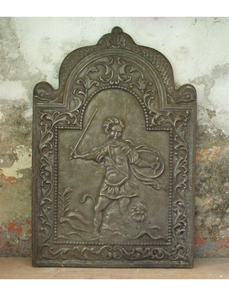 127 PIASTRA IN GHISA D'ARTE RAFFIGURANTE LA PULZELLA D'ORLEANS