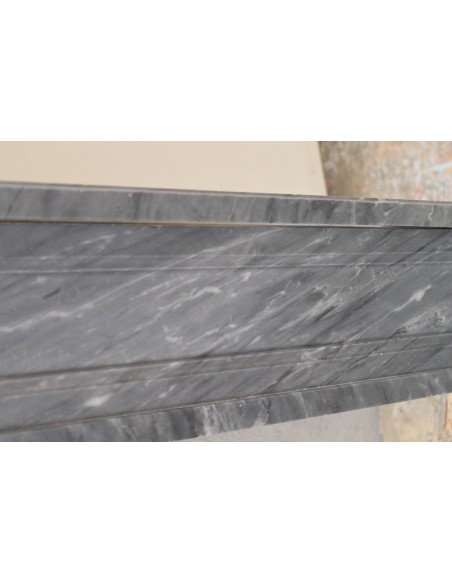 210 NEOCLASSICAL LOUIS XVI FIREPLACE WITH FLUTED COLUMNS IN GREY BARDIGLIO MARBLE