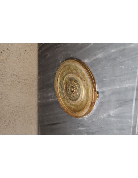 210 NEOCLASSICAL LOUIS XVI FIREPLACE WITH FLUTED COLUMNS IN GREY BARDIGLIO MARBLE