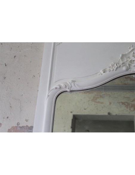 018M CAMINIERA LUIGI XV A PANNELLO CON DECORAZIONI FLOREALI E SPECCHIO D'ORIGINE