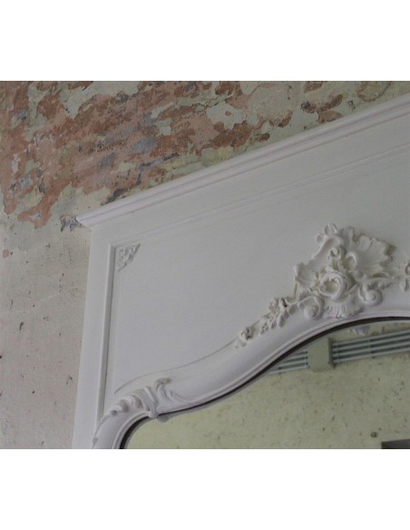 018M CAMINIERA LUIGI XV A PANNELLO CON DECORAZIONI FLOREALI E SPECCHIO D'ORIGINE