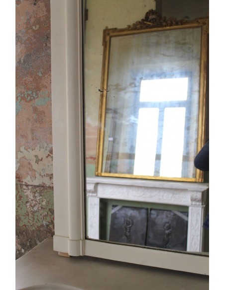 018M CAMINIERA LUIGI XV A PANNELLO CON DECORAZIONI FLOREALI E SPECCHIO D'ORIGINE