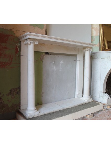 500 ANTIQUE ELEGANT EMPIRE STYLE FIREPLACE IN WHITE STATUARY MARBLE