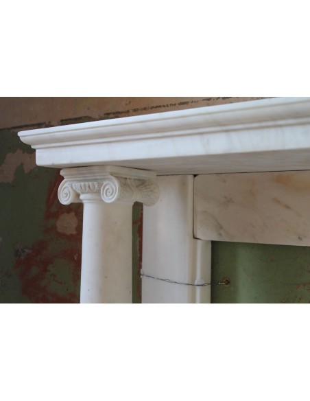 500 ANTIQUE ELEGANT EMPIRE STYLE FIREPLACE IN WHITE STATUARY MARBLE