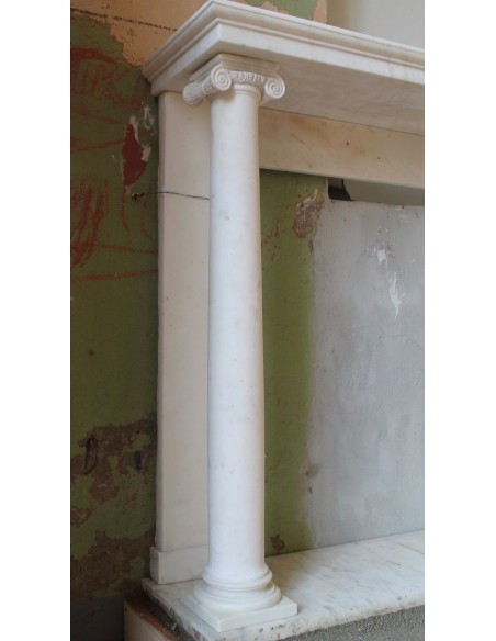 500 ANTIQUE ELEGANT EMPIRE STYLE FIREPLACE IN WHITE STATUARY MARBLE