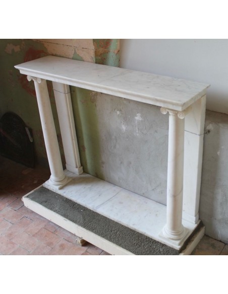 500 ANTIQUE ELEGANT EMPIRE STYLE FIREPLACE IN WHITE STATUARY MARBLE