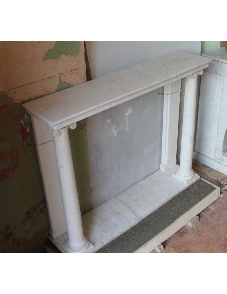 500 ANTIQUE ELEGANT EMPIRE STYLE FIREPLACE IN WHITE STATUARY MARBLE