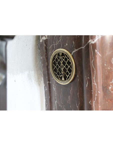 600 AG ORIGINAL ART NOUVEAU FIREPLACE MANTEL IN ROUGE ROYAL VERSAILLES MARBLE DESIGNED BY ARCHITECT MAJORELLE