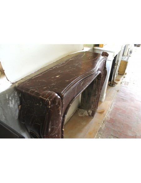 600 AG ORIGINAL ART NOUVEAU FIREPLACE MANTEL IN ROUGE ROYAL VERSAILLES MARBLE DESIGNED BY ARCHITECT MAJORELLE