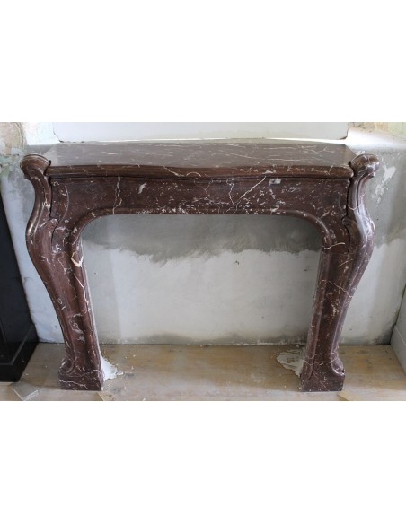 600 AG ORIGINAL ART NOUVEAU FIREPLACE MANTEL IN ROUGE ROYAL VERSAILLES MARBLE DESIGNED BY ARCHITECT MAJORELLE