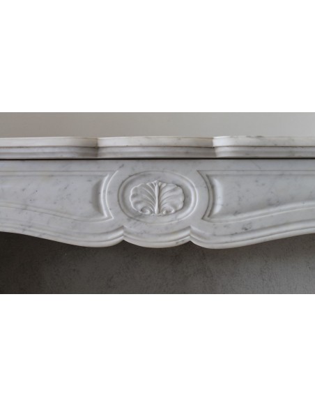 035 ONE-OF-A-KIND LOUIS XV "ORCHIS" FIREPLACE MANTEL IN WHITE CARRARA MARBLE