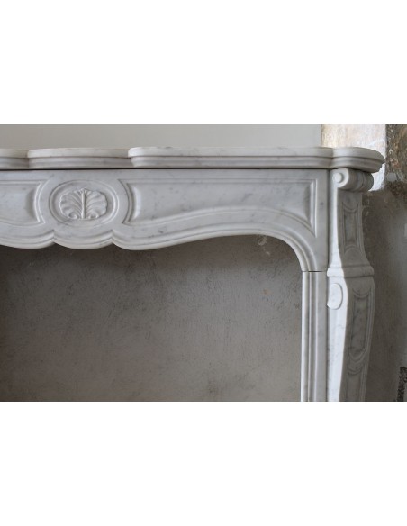 035 ONE-OF-A-KIND LOUIS XV "ORCHIS" FIREPLACE MANTEL IN WHITE CARRARA MARBLE