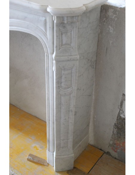 035 ONE-OF-A-KIND LOUIS XV "ORCHIS" FIREPLACE MANTEL IN WHITE CARRARA MARBLE